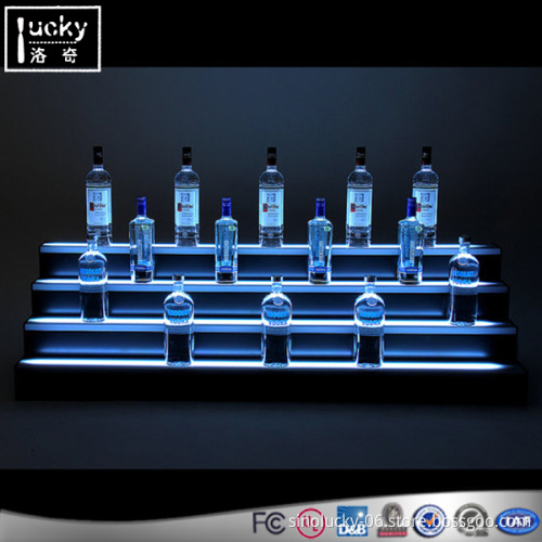 Unique Wine Bottles Display,4 Tier LED Lighted Liquor Bottle Shelf